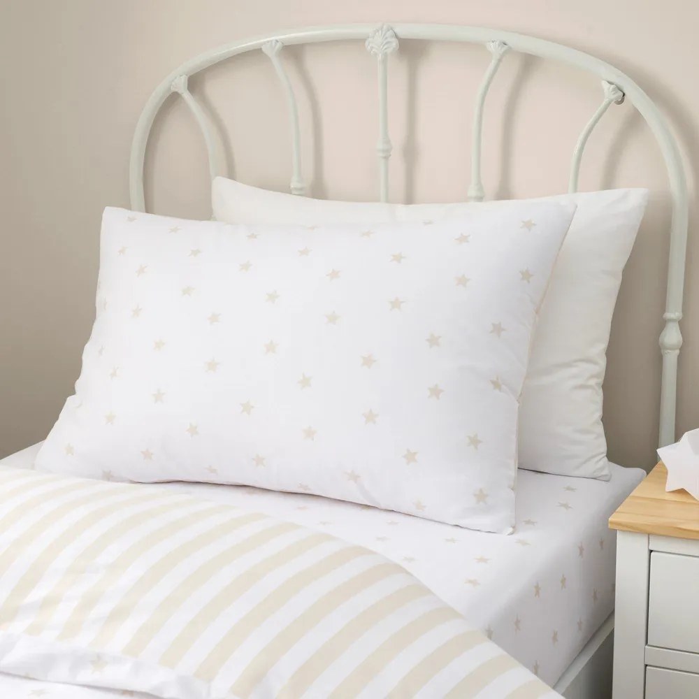 Biało-beżowa bawełniana pościel dziecięca dwuosobowa 200x200 cm Mini Star &amp; Stripes – Bianca