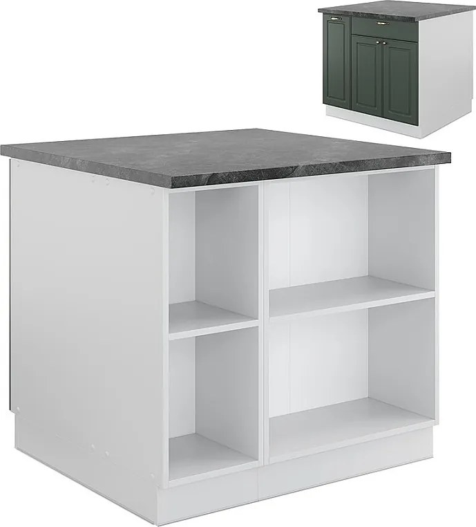 Wyspa kuchenna zielono-złoty dom wiejski/biały 90x60x82 fame-line