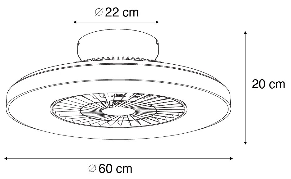 Czarny Wentylator sufitowy z lampą z przyciemnianym LED i efektem gwiazd - Climo Nowoczesny Oswietlenie wewnetrzne