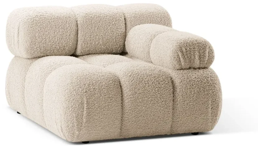 Beżowy moduł sofy z materiału bouclé (prawostronny) Bellis – Micadoni Home