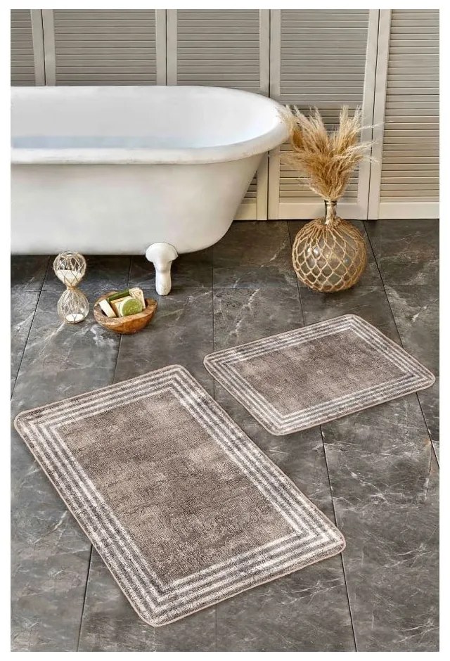 Brązowe aksamitne dywaniki łazienkowe zestaw 2 szt. 60x100 cm – Mila Home