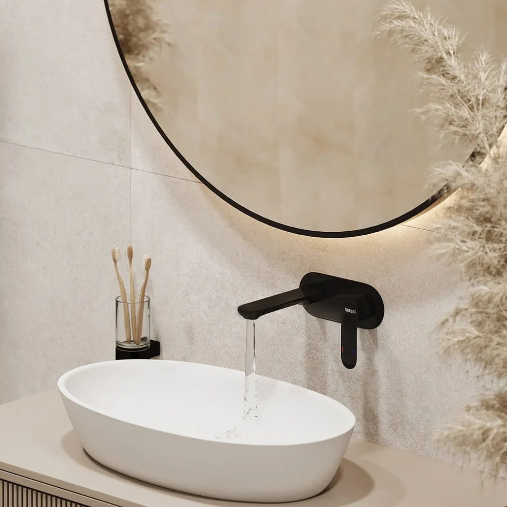 Lustro okrągłe podświetlane z sensorem w czarnej ramie 60 cm VALO Slim LED black