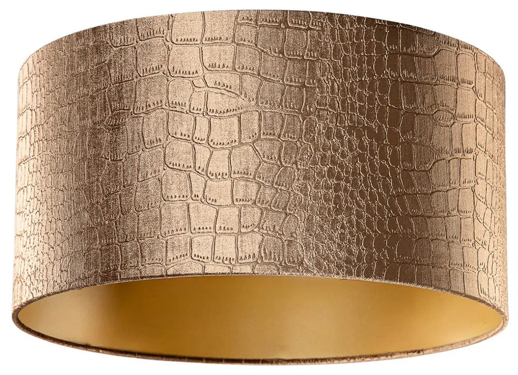 Abażur welurowy, wzór krokodyla, wnętrze złote 50/50/25
