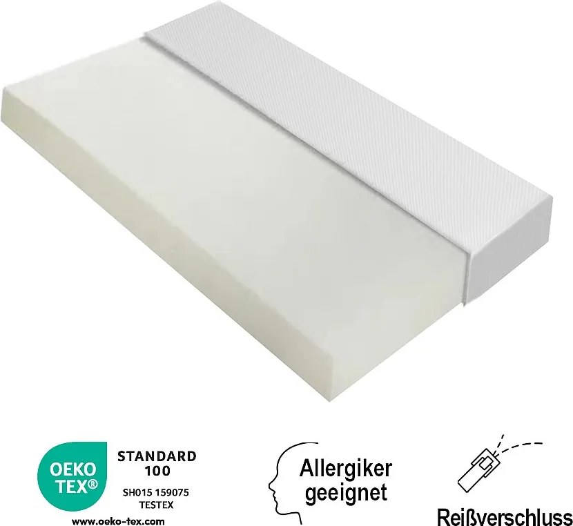 Wygodny materac - 90 x 200 cm - z cząsteczkami antypoślizgowymi - oddychający i wytrzymały - piankowy - biały