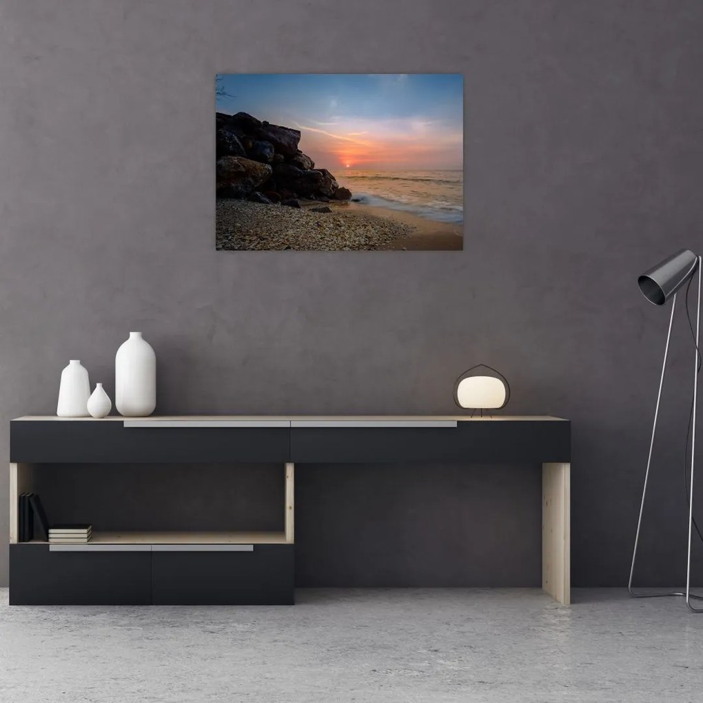 Obraz zachodu słońca na plaży (70x50 cm)