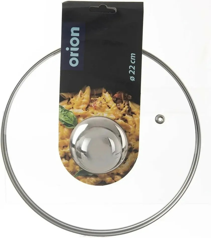 Orion Szklana pokrywa z uchwytem ze stali nierdzewnej, śr. 22 cm, 22 cm