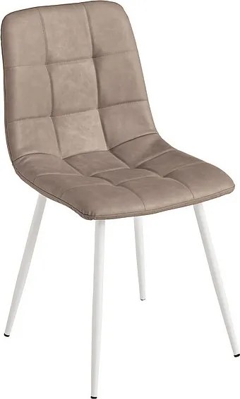 Zestaw 4 nowoczesnych krzeseł „Sevilla” Taupe metalowa konstrukcja pomalowana siedzisko z efektem miękkiego dotyku sztucznej skóry