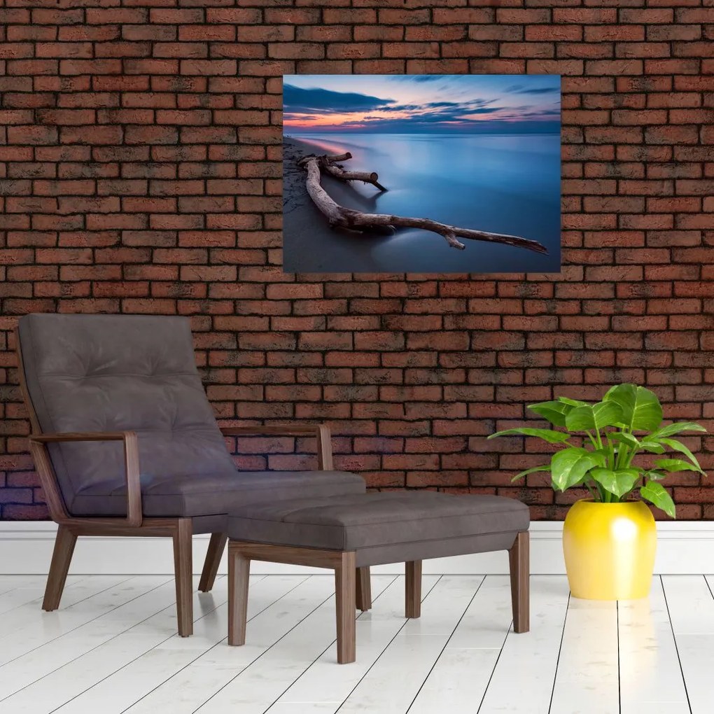 Obraz plaży o zachodzie słońca (70x50 cm)