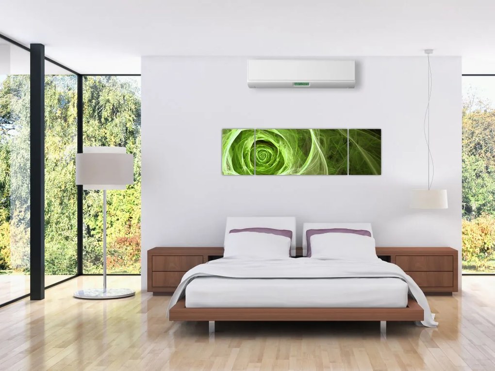 Obraz - Abstrakcyjny zielony róż (170x50 cm)