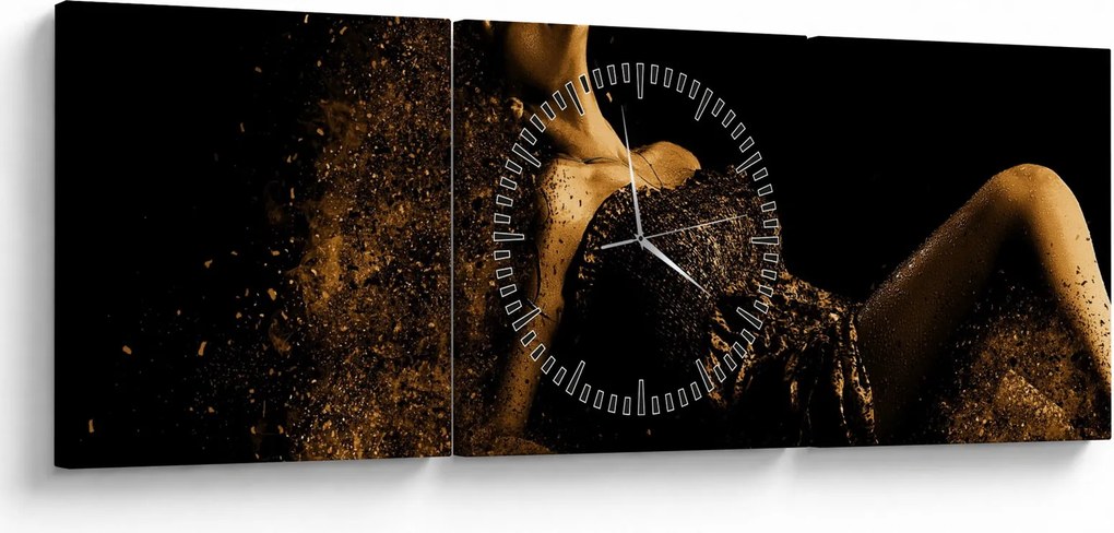 Obraz - Kobieta ze złota (z zegarem) (90x30 cm)