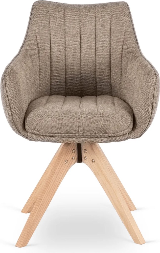 Krzesło Tapicerowane Obrotowe do Salonu LEMON Beżowe Nowoczesne Skandynawskie