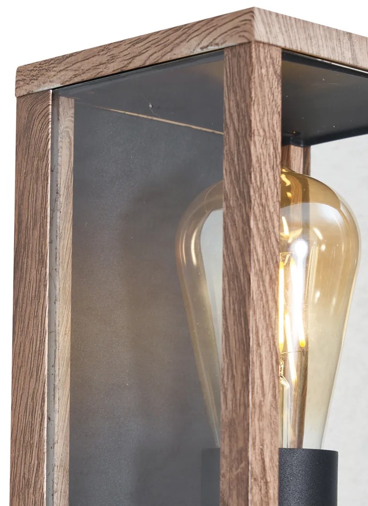 Zewnetrzna Industrialny Kinkiet / Lampa scienna z nadrukiem drewna 26 cm IP44 - CharloisPrzemysłowy Oswietlenie zewnetrzne