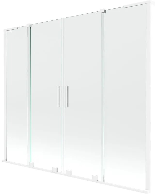 Mexen Velar L Duo parawan nawannowy 2-skrzydłowy rozsuwany 180 x 150 cm, transparent, biały - 896-180-003-02-20