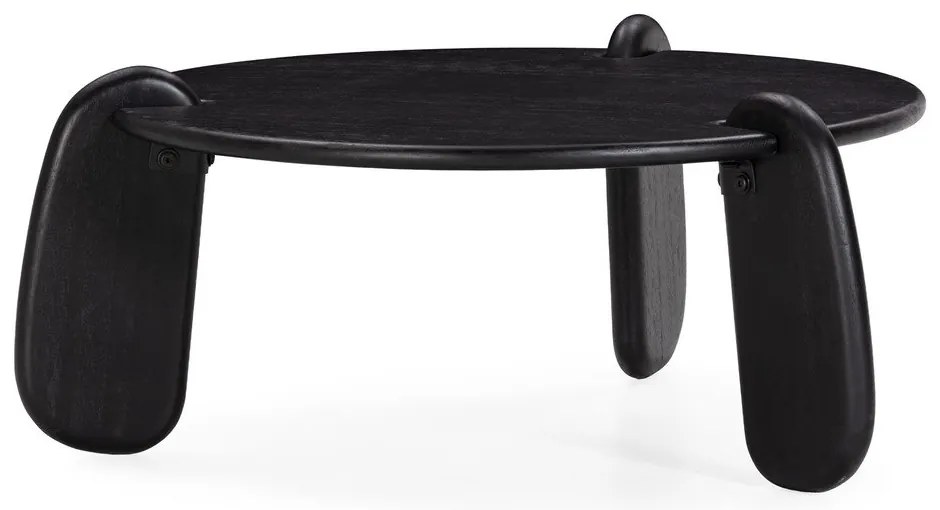 Czarny okrągły stolik z litego drewna mango ø 80 cm Tamira – MOME