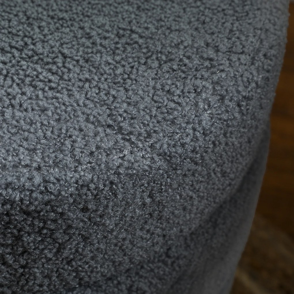 HOMCOM Hoker, okrągły, polarowy, stalowa rama, do 120kg, Φ40x45H cm, Ciemnoszary