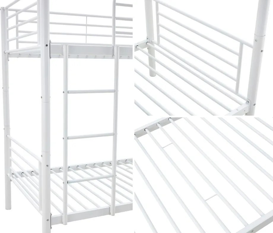 Białe metalowe łóżko piętrowe Bunky z możliwością transformacji w 2 łóżka