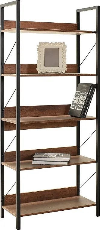 Regał na książki – 73 cm x 172 cm x 35 cm – Orzech – Płyta wiórowa