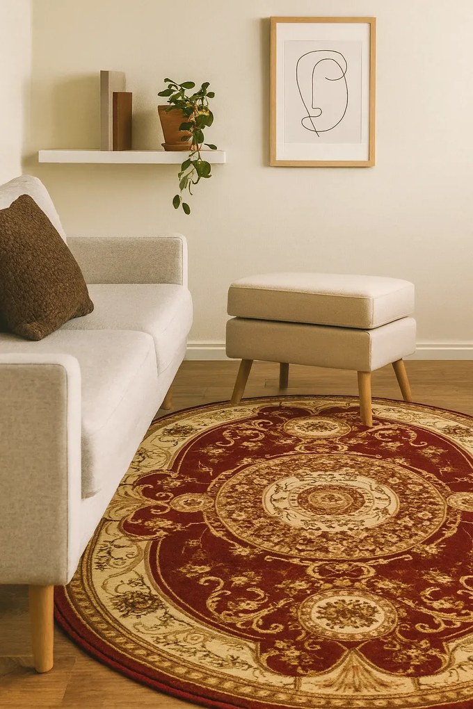 Klasyczny owalny dywan w kolorze brązowym T8-D86