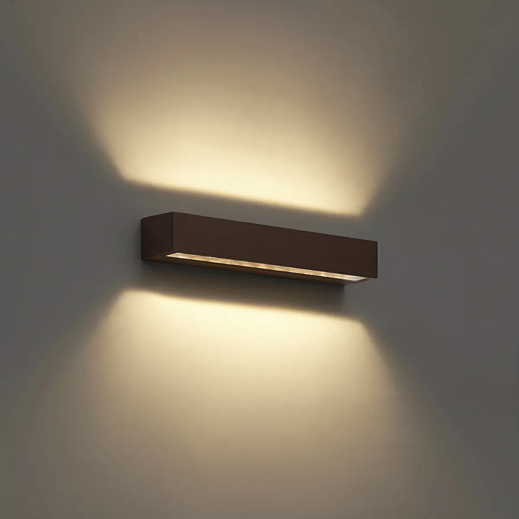 Przemysłowy kinkiet zewnętrzny rdzawobrązowy 38 cm z LED IP65 - Hannah