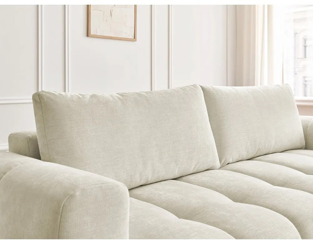 Beżowa rozkładana/ze schowkiem sofa 251 cm Fuji – Bobochic Paris