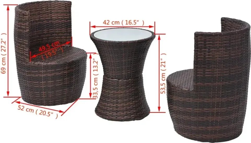 Zestaw brązowych mebli ogrodowych - Lisga