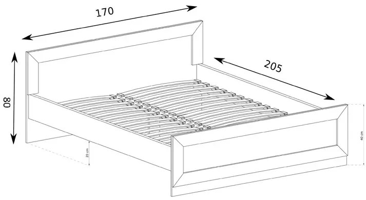 Podwójne łóżko 160x200 dąb stuletni - Lorines 21X