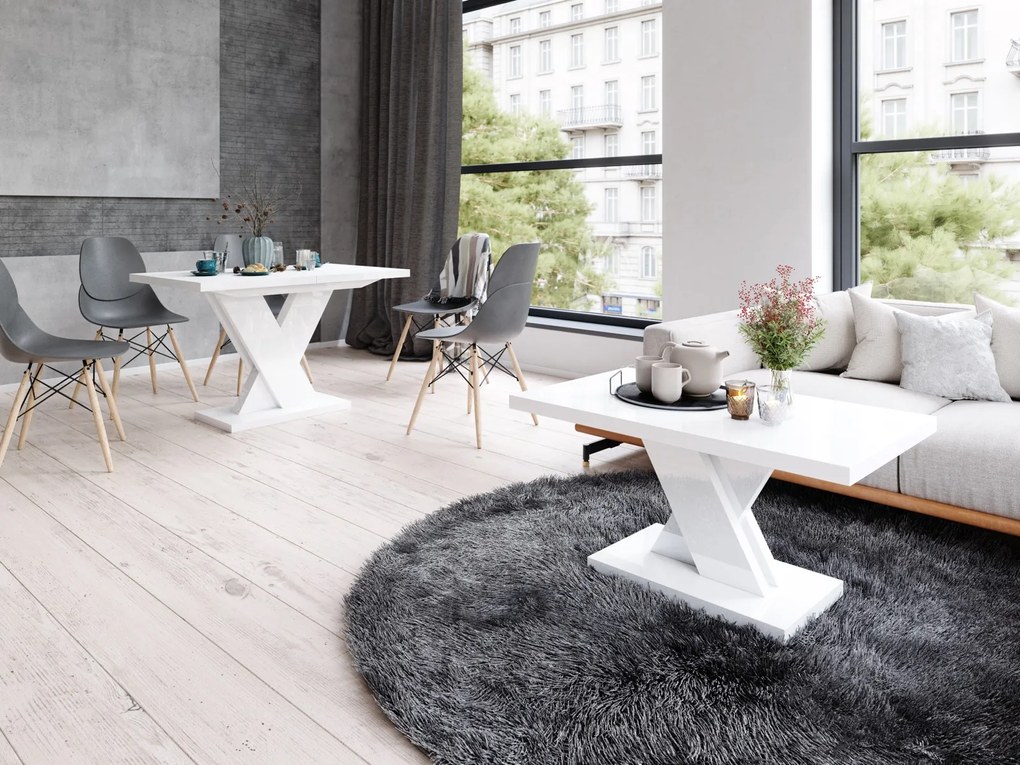 Nowoczesna ława do salonu Dixon 120x60 biały połysk