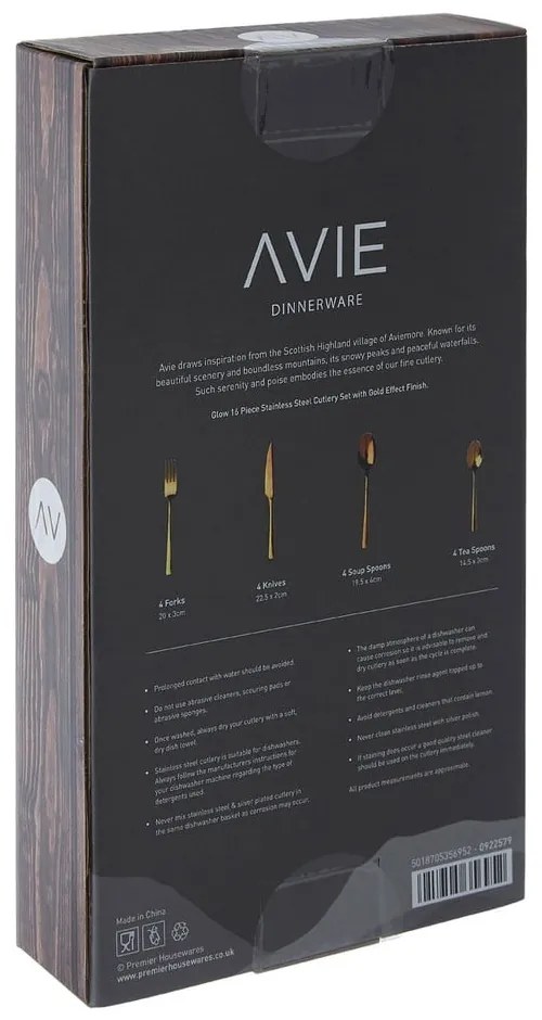 Sztućce ze stali nierdzewnej w kolorze złota zestaw 16 szt. Avie – Premier Housewares