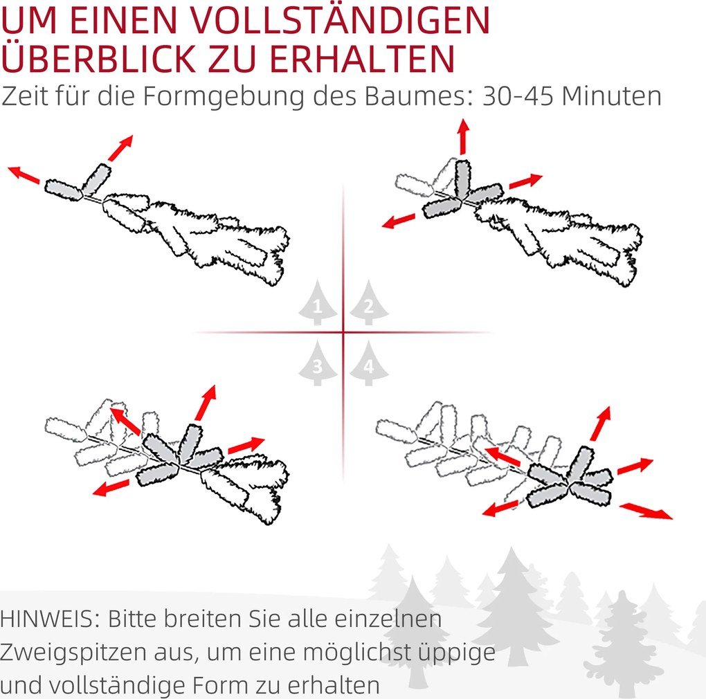 HOMCOM Choinka, Sztuczna Sosna, 1,8 m Wysokości, Ognioodporna, Stabilna Metalowa Podstawa, Zielona