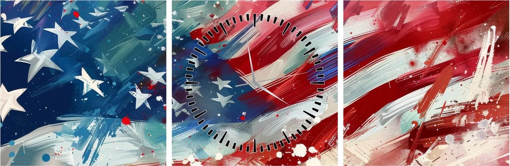 Obraz - Flaga USA (z zegarem) (90x30 cm)