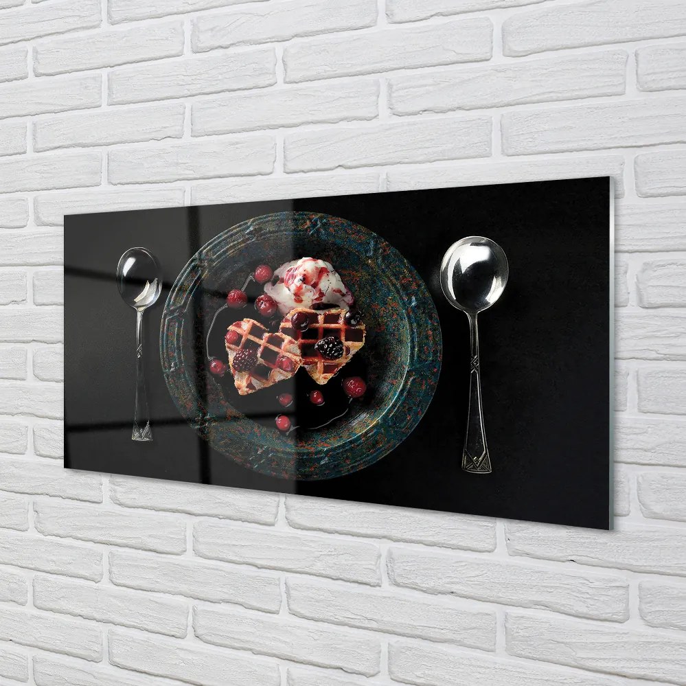 Szklany Panel Gofrowe Serca z Lodami