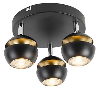 Nowoczesny reflektor 3-źródłowy czarny ze złotym wnętrzem - Buell Deluxe Nowoczesny Oswietlenie wewnetrzne
