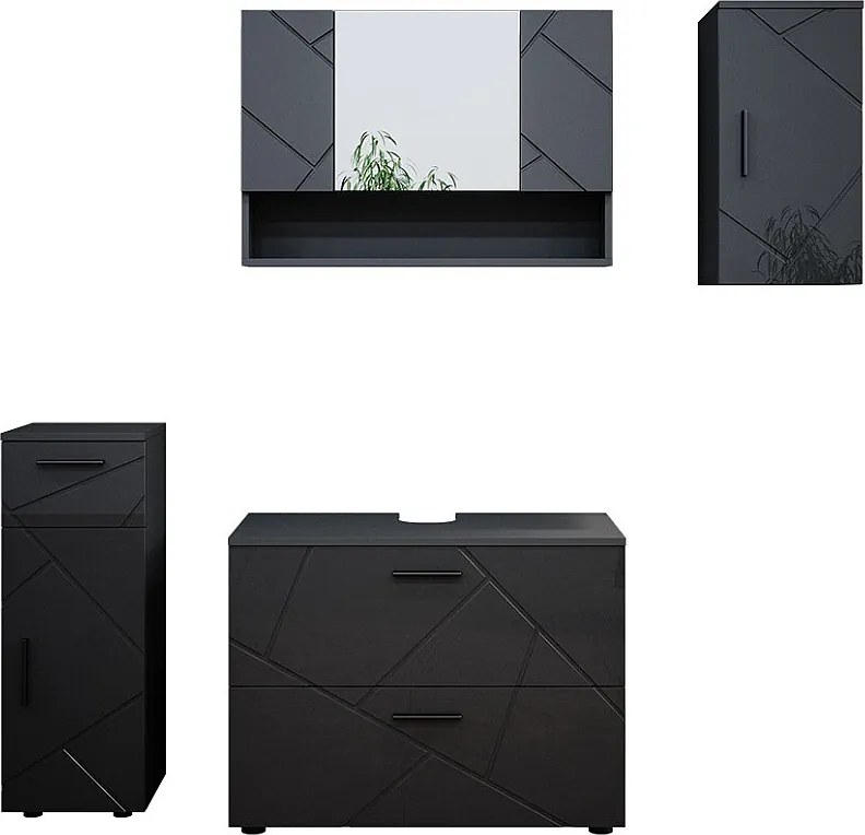 Zestaw mebli łazienkowych antracyt wysoki połysk 80x41x58.6 irma