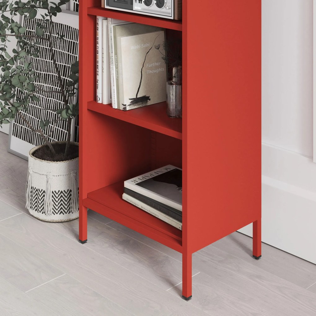Regał na książki MARIO, 500 x 1800 x 350 mm, Modern: czerwony