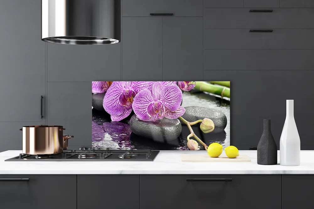 Panel Szklany Wyrafinowany Storczyk w Stylu Spa