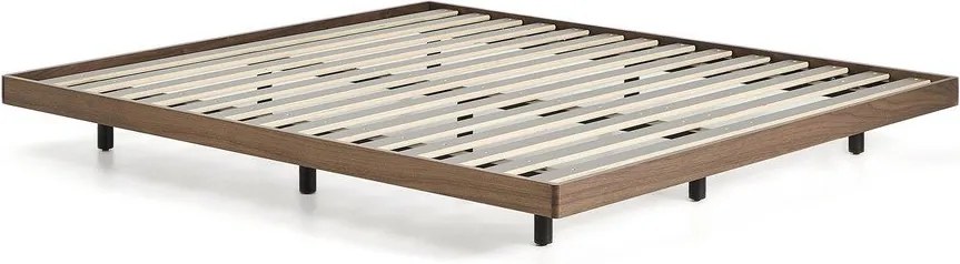 Brązowe łóżko dwuosobowe z litego drewna brzozowego bez zagłówka ze stelażem 160x200 cm Norlen – Kave Home