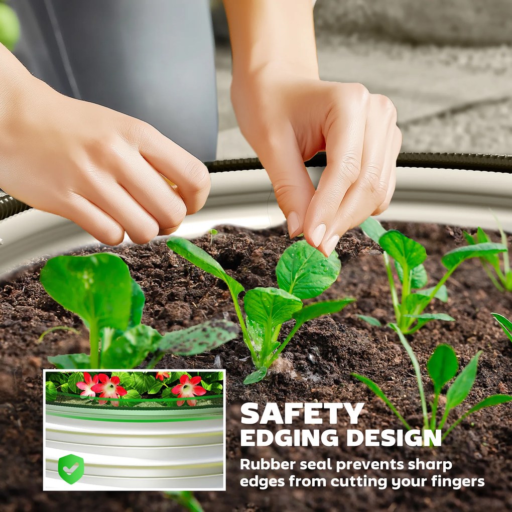 Outsunny Zestaw 2 Wysokich Grządek Ogrodowych, Modularne, 2 Sztuki, Bez Dna, Ø60 x 30 cm. Srebrny