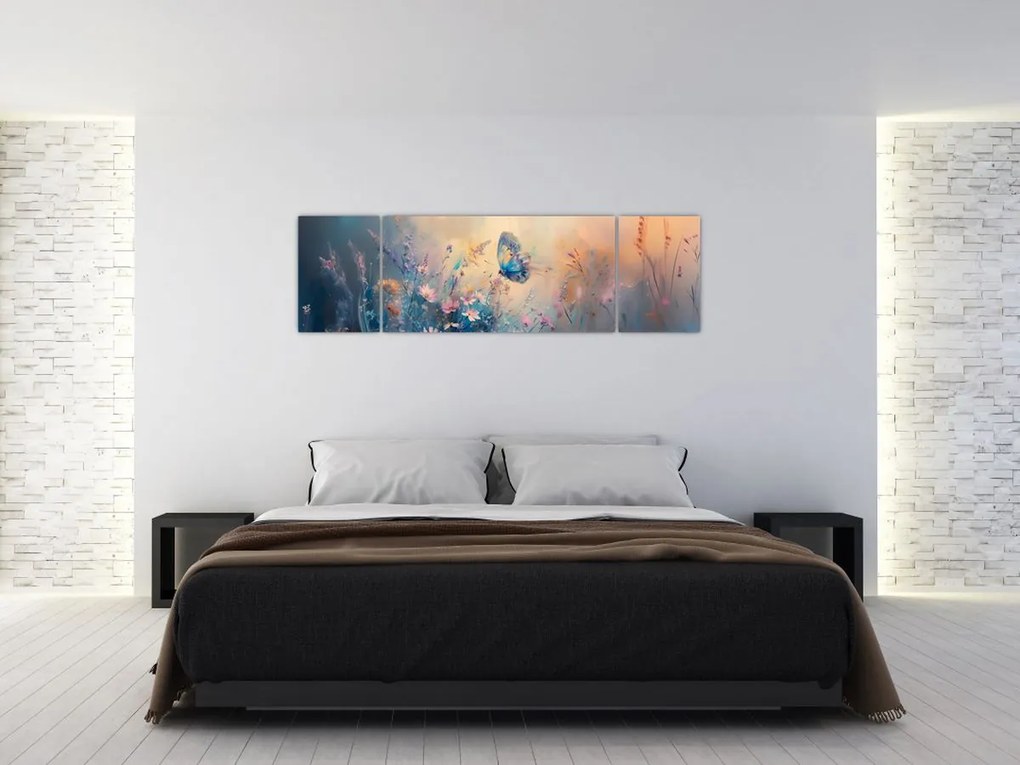 Obraz - Łąka z motylem (170x50 cm)