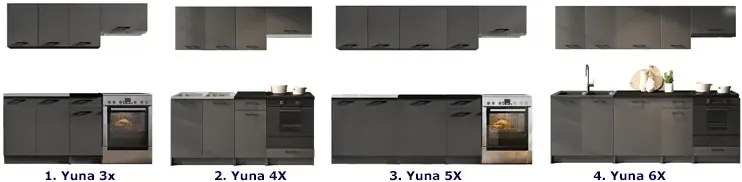 Komplet szafek kuchennych grafit mat T1-H82