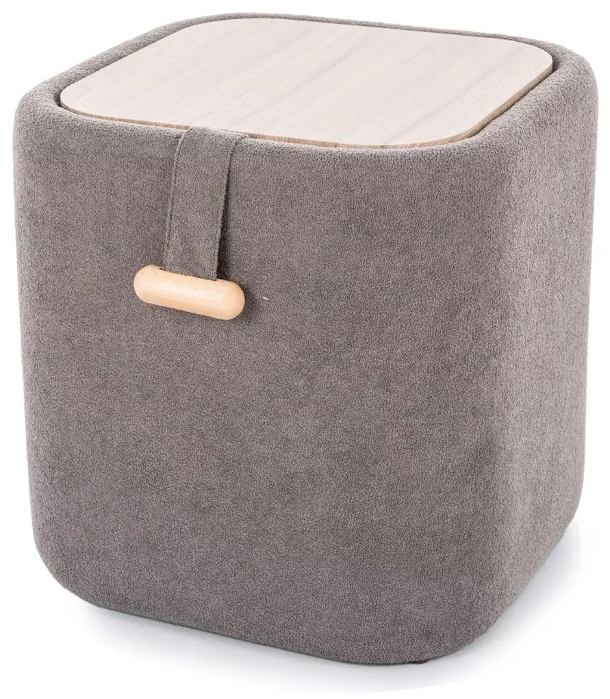 Szary taboret NAP z miejscem do przechowywania 37x37 cm