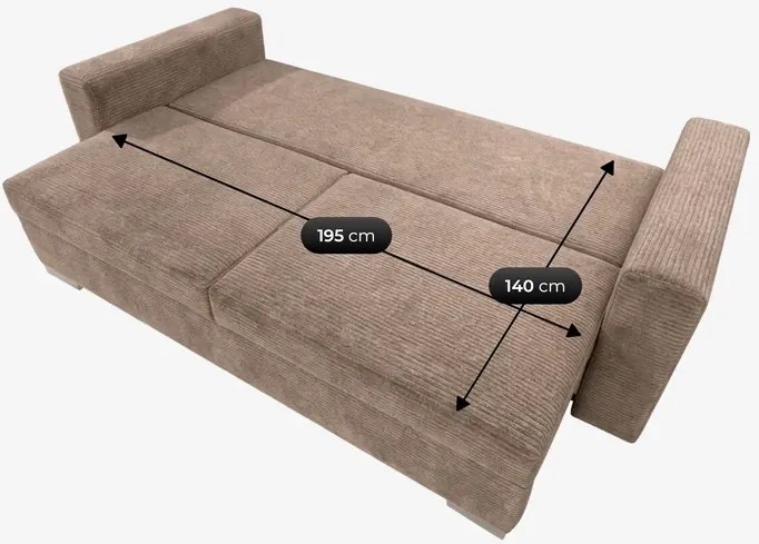 Sofa z Funkcją Spania DRAVOS Ciemnobeżowa Sztruksowa Nowoczesna