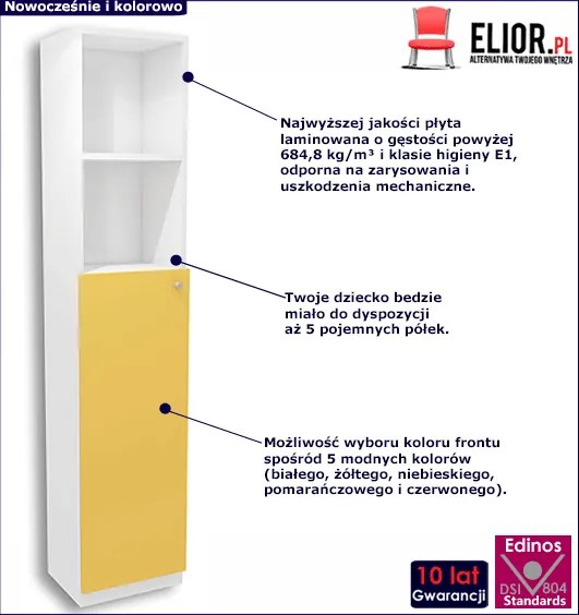 Biało-żółty regał dziecięcy Polin 10X - 3 kolory