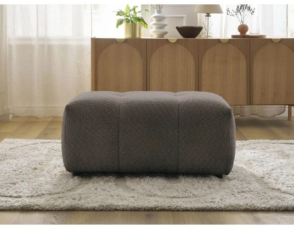 Brązowy podnóżek z materiału bouclé Roxelane – Bobochic Paris