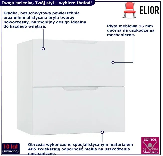 Jasnoszara szafka łazienkowa z szufladami 60 cm połysk C8-C93