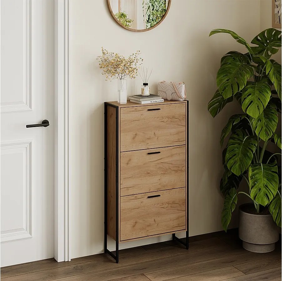 Wózek na buty goldkraft dąb/czarny 63x23.5x119 folda