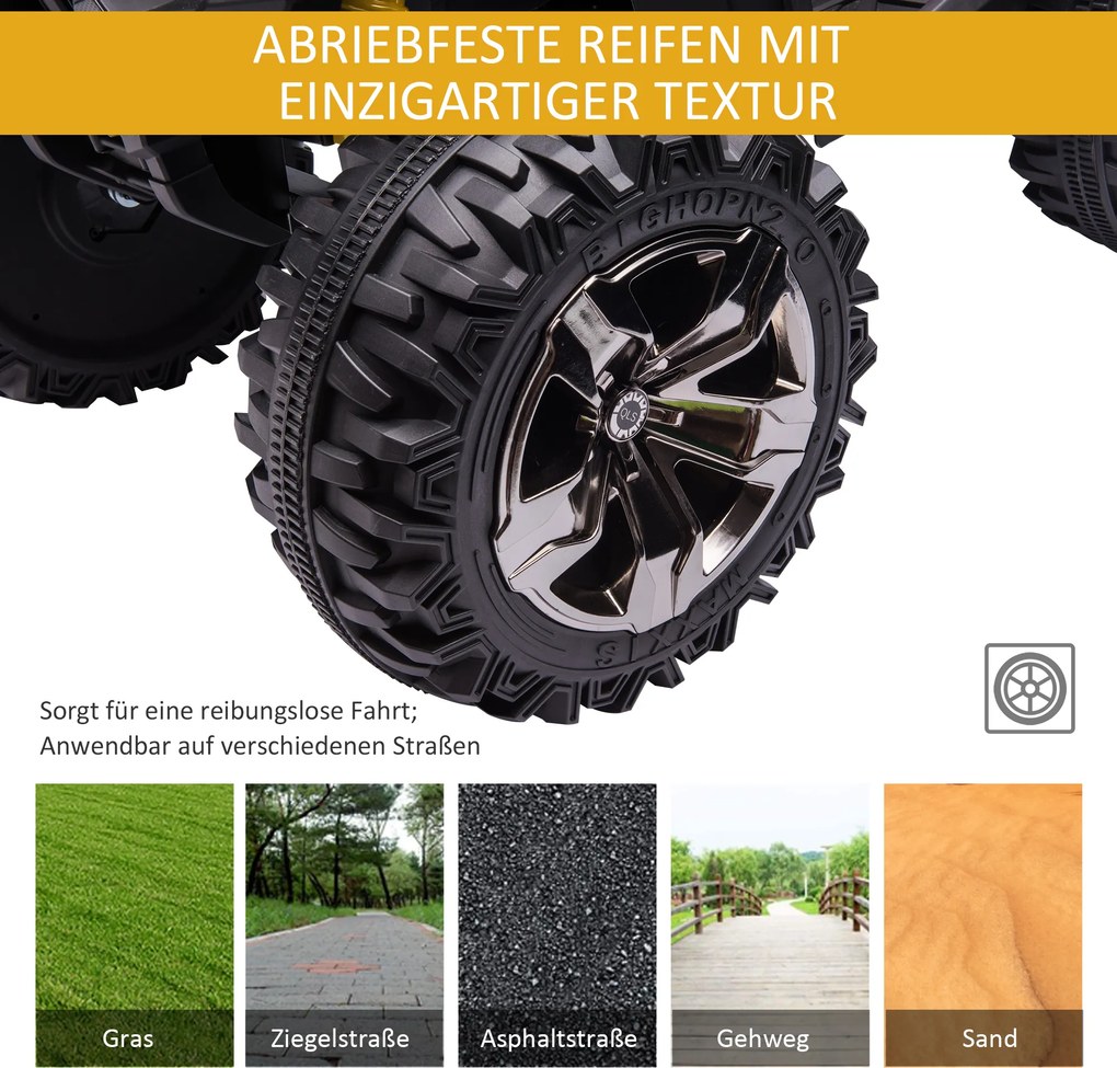 Homcom Mini Elektryczny Quad Pojazd dziecięcy ATV Motocykl dziecięcy z MP3 USB LED Żółty