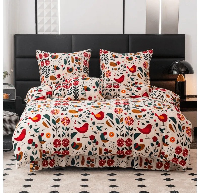 PrzytulneMieszkanie.pl PrzytulneMieszkanie.pl Pościel z mikropluszu RETRO BIRD kolorowa Rozmiar pościeli: 2 szt 70 x 90 cm | 200 x 220 cm