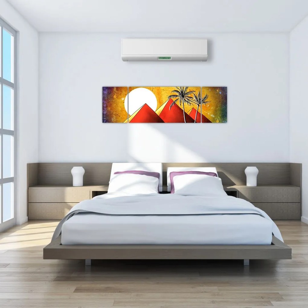 Obraz malowanych egipskich piramid (170x50 cm)