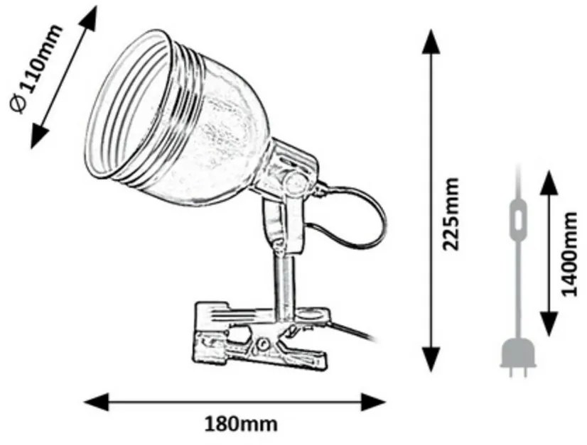 Rabalux 3092 Flint lampa stołowa z klipsem, czarny