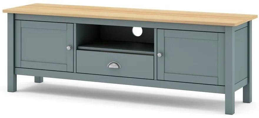 Szarozielona szafka pod TV z litego drewna sosnowego 158x53x40 cm Misti – Marckeric
